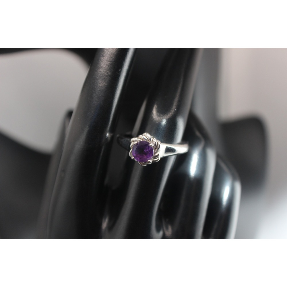 925 Sterling Silver gemstone Solitaire Ring Twisted Rope Setting Size 8.25